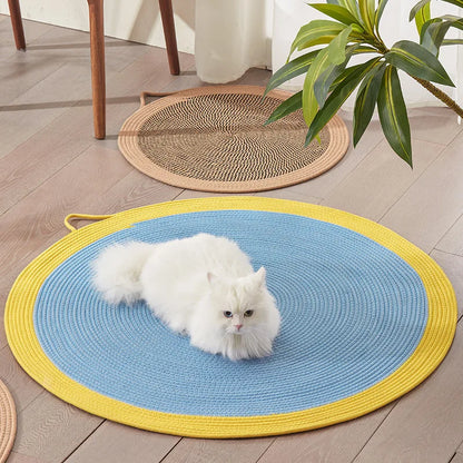 1PCS Summer Pet Scratching Pad - Jute Rope Woven Cooling Mat for Cats, Living Room Bedroom Use, Durable Machine-Washable Cat